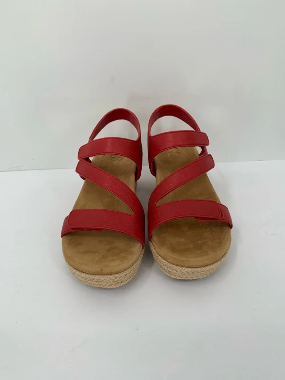 ABEO Riviera Adjustable Espadrille strappy sandal red leather shoe wedge 6.5